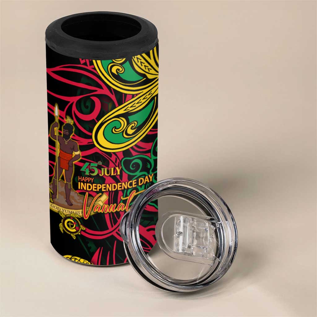 Vanuatu 45th Independence Anniversary 4 in 1 Can Cooler Tumbler Flower Melanesian Namele Turtle - Polynesian Pride