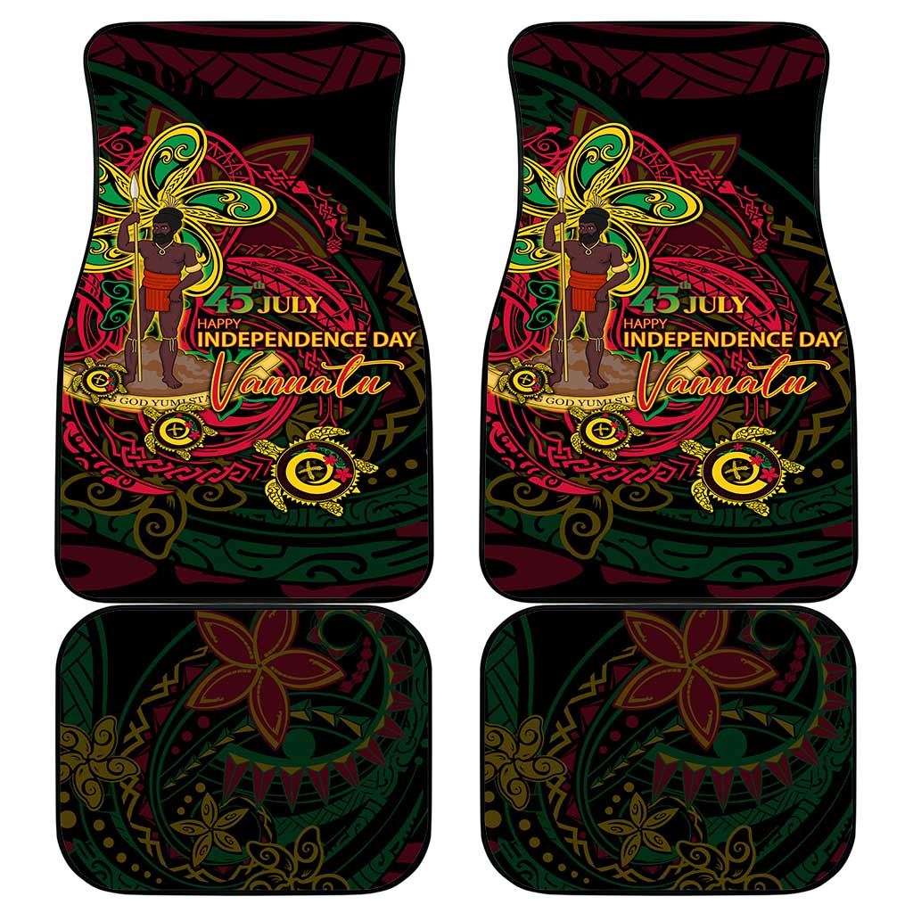 Vanuatu 45th Independence Anniversary Car Mats Flower Melanesian Namele Turtle - Polynesian Pride