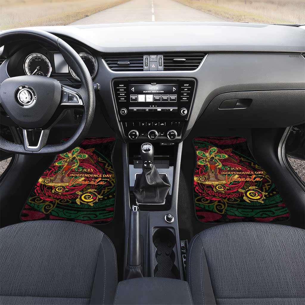 Vanuatu 45th Independence Anniversary Car Mats Flower Melanesian Namele Turtle - Polynesian Pride