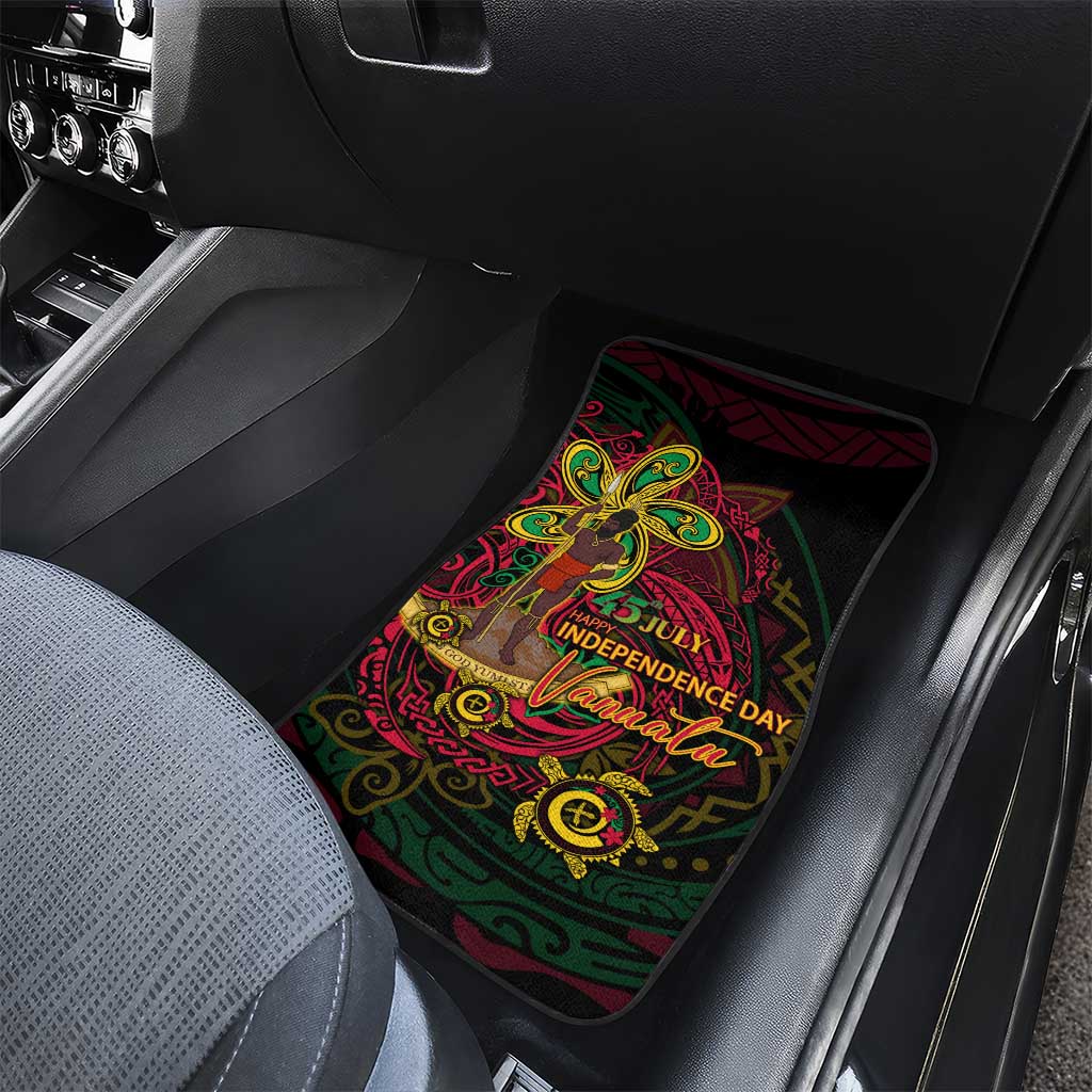 Vanuatu 45th Independence Anniversary Car Mats Flower Melanesian Namele Turtle - Polynesian Pride