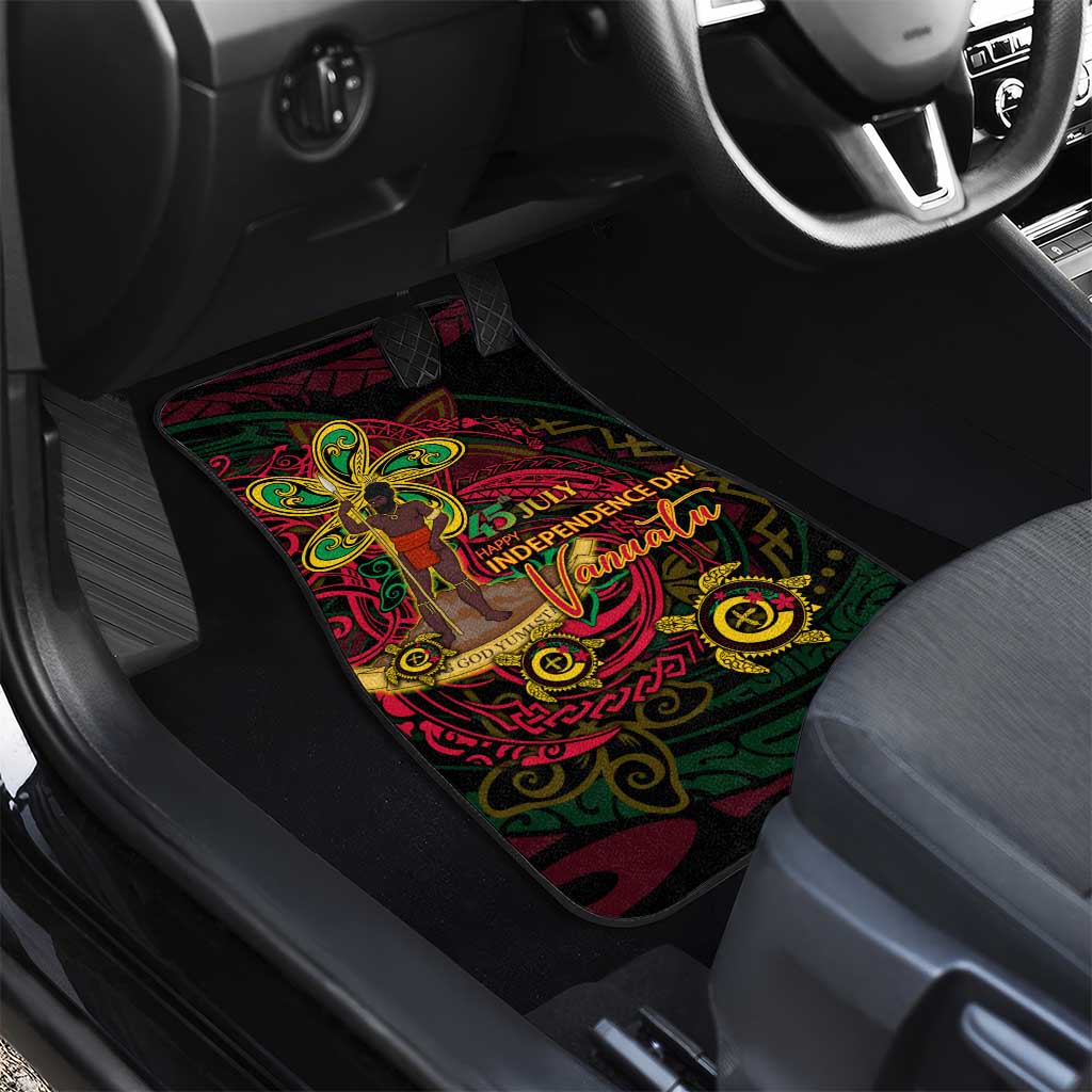 Vanuatu 45th Independence Anniversary Car Mats Flower Melanesian Namele Turtle - Polynesian Pride