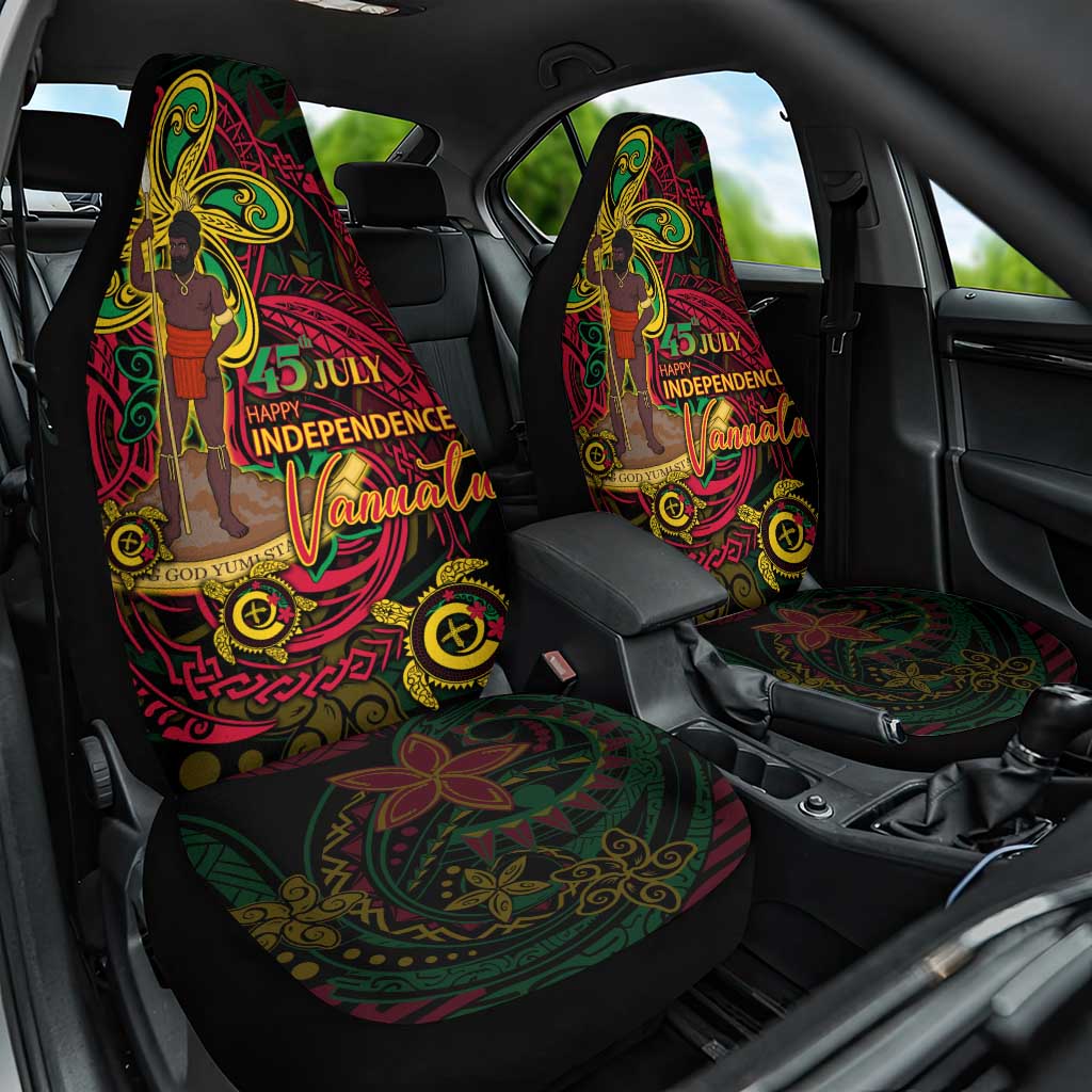 Vanuatu 45th Independence Anniversary Car Seat Cover Flower Melanesian Namele Turtle - Polynesian Pride