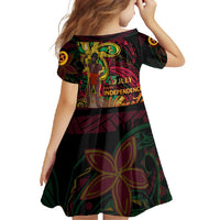 Custom Vanuatu 45th Independence Anniversary Family Matching Short Sleeve Bodycon Dress and Hawaiian Shirt Flower Melanesian Namele Turtle - Polynesian Pride