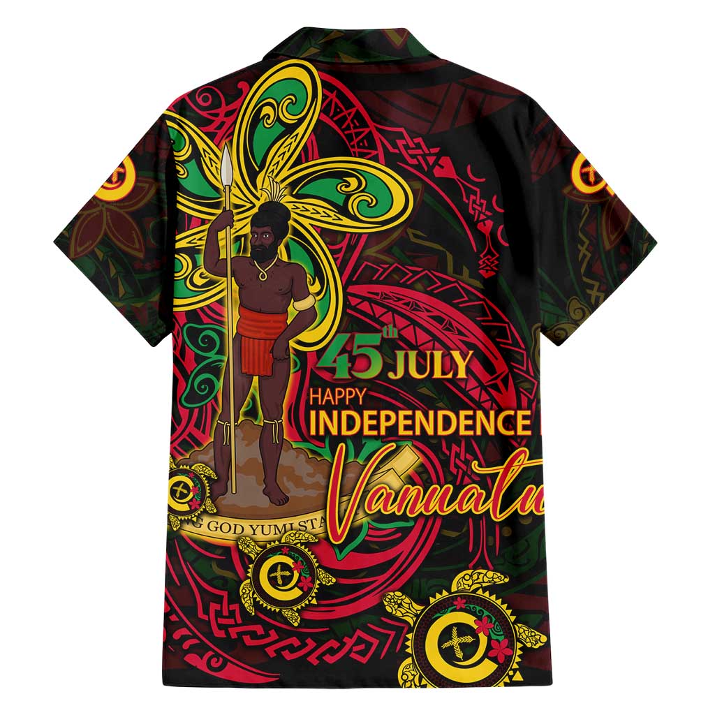 Custom Vanuatu 45th Independence Anniversary Hawaiian Shirt Flower Melanesian Namele Turtle - Polynesian Pride