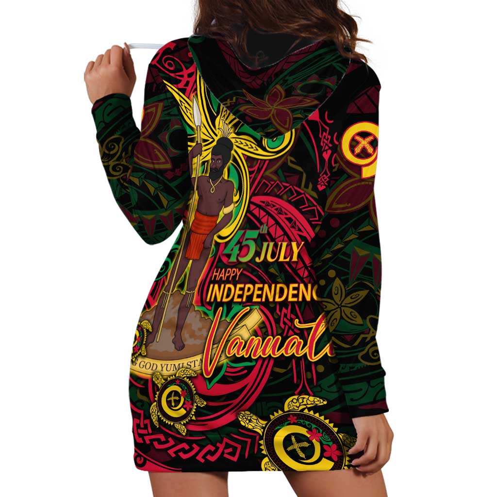 Custom Vanuatu 45th Independence Anniversary Hoodie Dress Flower Melanesian Namele Turtle - Polynesian Pride