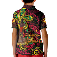 Custom Vanuatu 45th Independence Anniversary Kid Polo Shirt Flower Melanesian Namele Turtle - Polynesian Pride