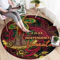 Vanuatu 45th Independence Anniversary Round Carpet Flower Melanesian Namele Turtle - Polynesian Pride