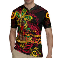Custom Vanuatu 45th Independence Anniversary Rugby Jersey Flower Melanesian Namele Turtle - Polynesian Pride