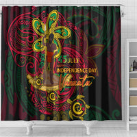 Vanuatu 45th Independence Anniversary Shower Curtain Flower Melanesian Namele Turtle - Polynesian Pride