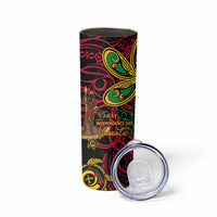 Vanuatu 45th Independence Anniversary Skinny Tumbler Flower Melanesian Namele Turtle - Polynesian Pride