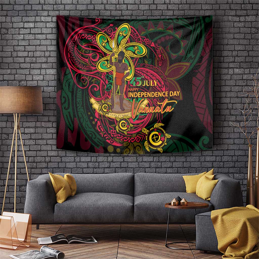 Vanuatu 45th Independence Anniversary Tapestry Flower Melanesian Namele Turtle - Polynesian Pride