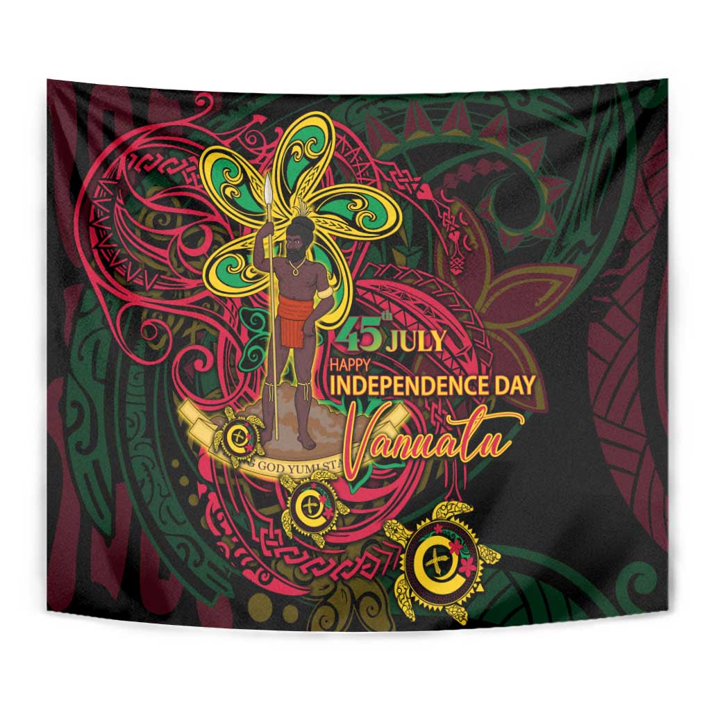 Vanuatu 45th Independence Anniversary Tapestry Flower Melanesian Namele Turtle - Polynesian Pride