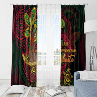 Vanuatu 45th Independence Anniversary Window Curtain Flower Melanesian Namele Turtle - Polynesian Pride