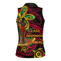 Custom Vanuatu 45th Independence Anniversary Women Sleeveless Polo Shirt Flower Melanesian Namele Turtle DT02 - Polynesian Pride