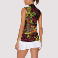 Custom Vanuatu 45th Independence Anniversary Women Sleeveless Polo Shirt Flower Melanesian Namele Turtle DT02 - Polynesian Pride