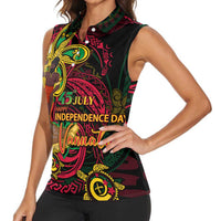 Custom Vanuatu 45th Independence Anniversary Women Sleeveless Polo Shirt Flower Melanesian Namele Turtle DT02 - Polynesian Pride