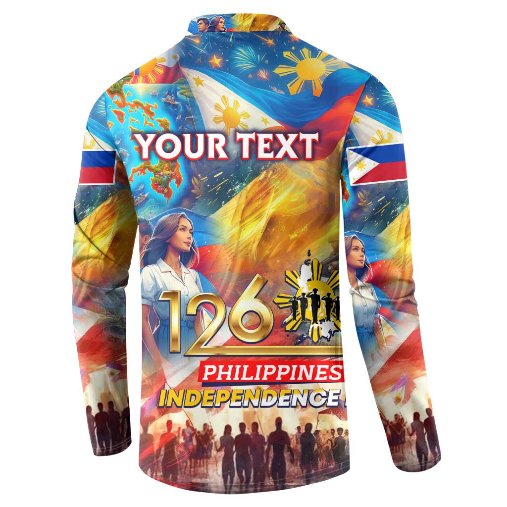 Custom The Philippines 126th Independence Anniversary Button Sweatshirt Art Style - Polynesian Pride
