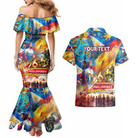 Custom The Philippines 126th Independence Anniversary Couples Matching Mermaid Dress and Hawaiian Shirt Art Style - Polynesian Pride