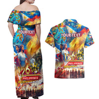 Custom The Philippines 126th Independence Anniversary Couples Matching Off Shoulder Maxi Dress and Hawaiian Shirt Art Style - Polynesian Pride
