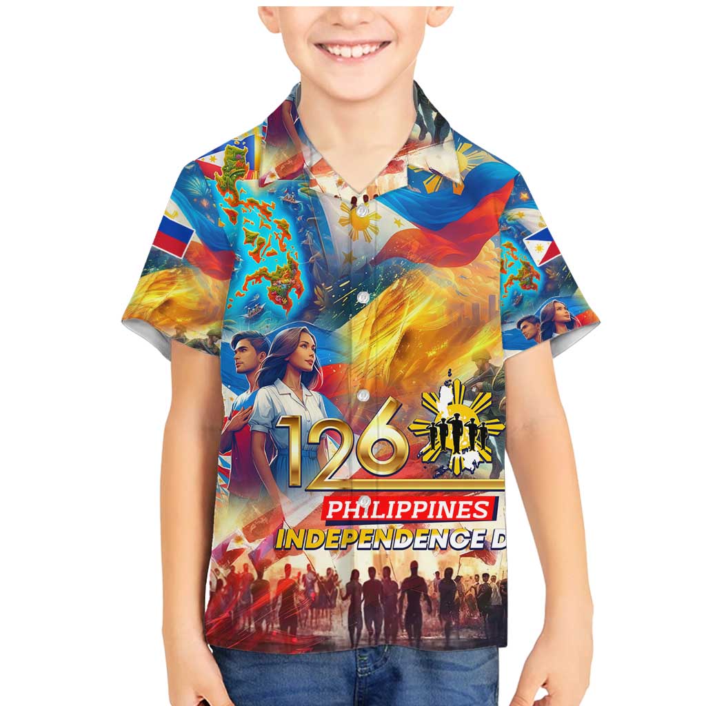 Custom The Philippines 126th Independence Anniversary Family Matching Mermaid Dress and Hawaiian Shirt Art Style - Polynesian Pride