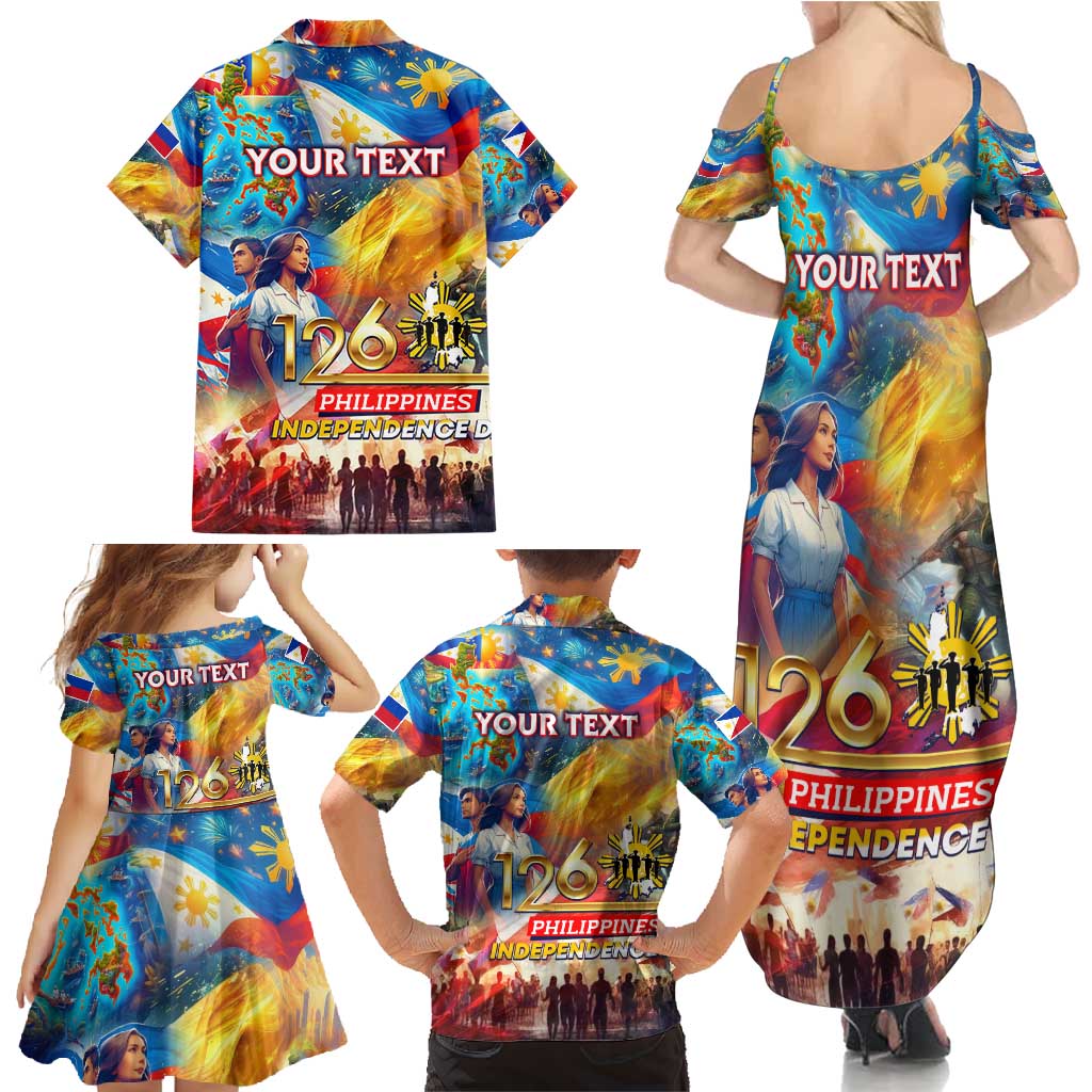 Custom The Philippines 126th Independence Anniversary Family Matching Summer Maxi Dress and Hawaiian Shirt Art Style - Polynesian Pride