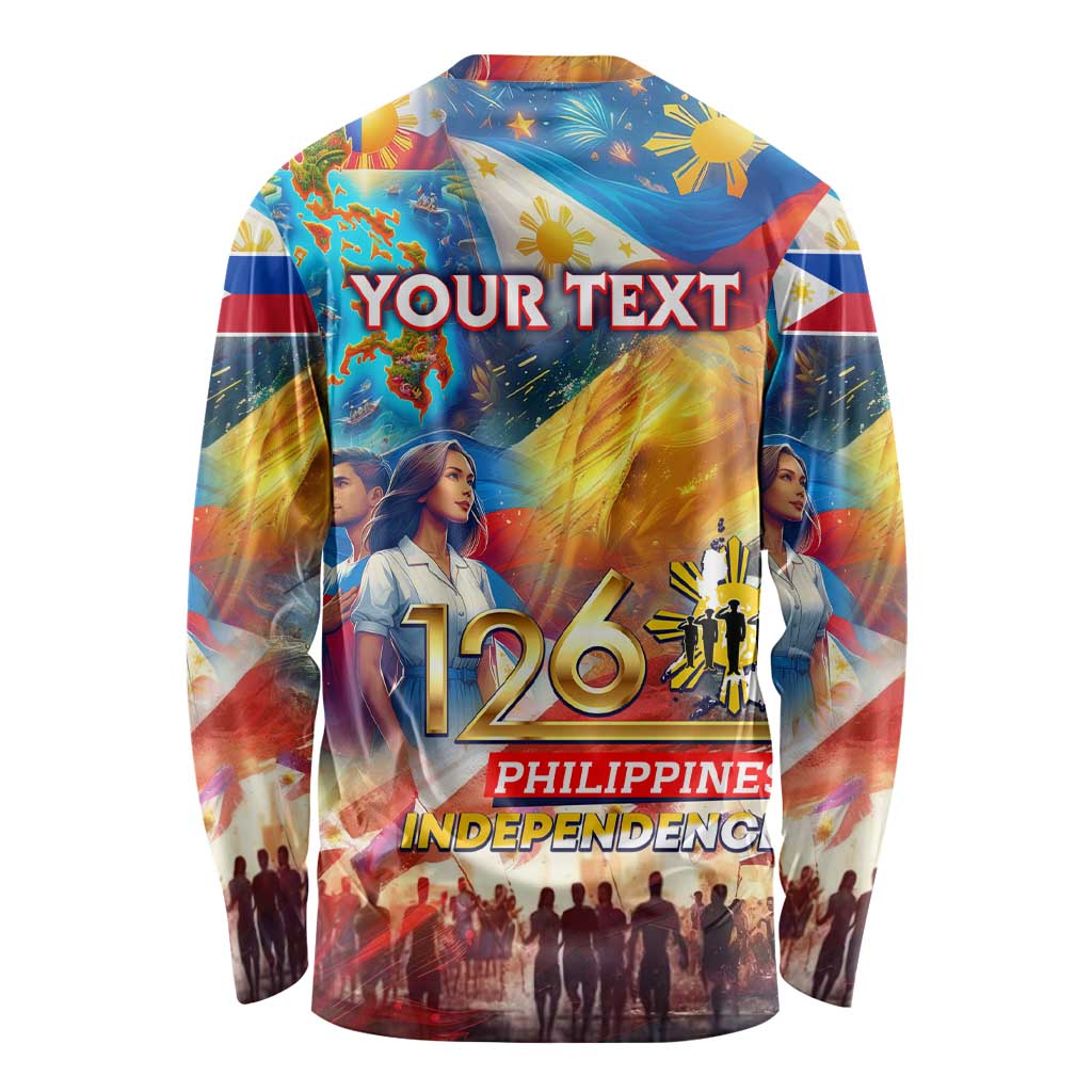 Custom The Philippines 126th Independence Anniversary Long Sleeve Shirt Art Style - Polynesian Pride