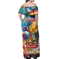 Custom The Philippines 126th Independence Anniversary Off Shoulder Maxi Dress Art Style - Polynesian Pride