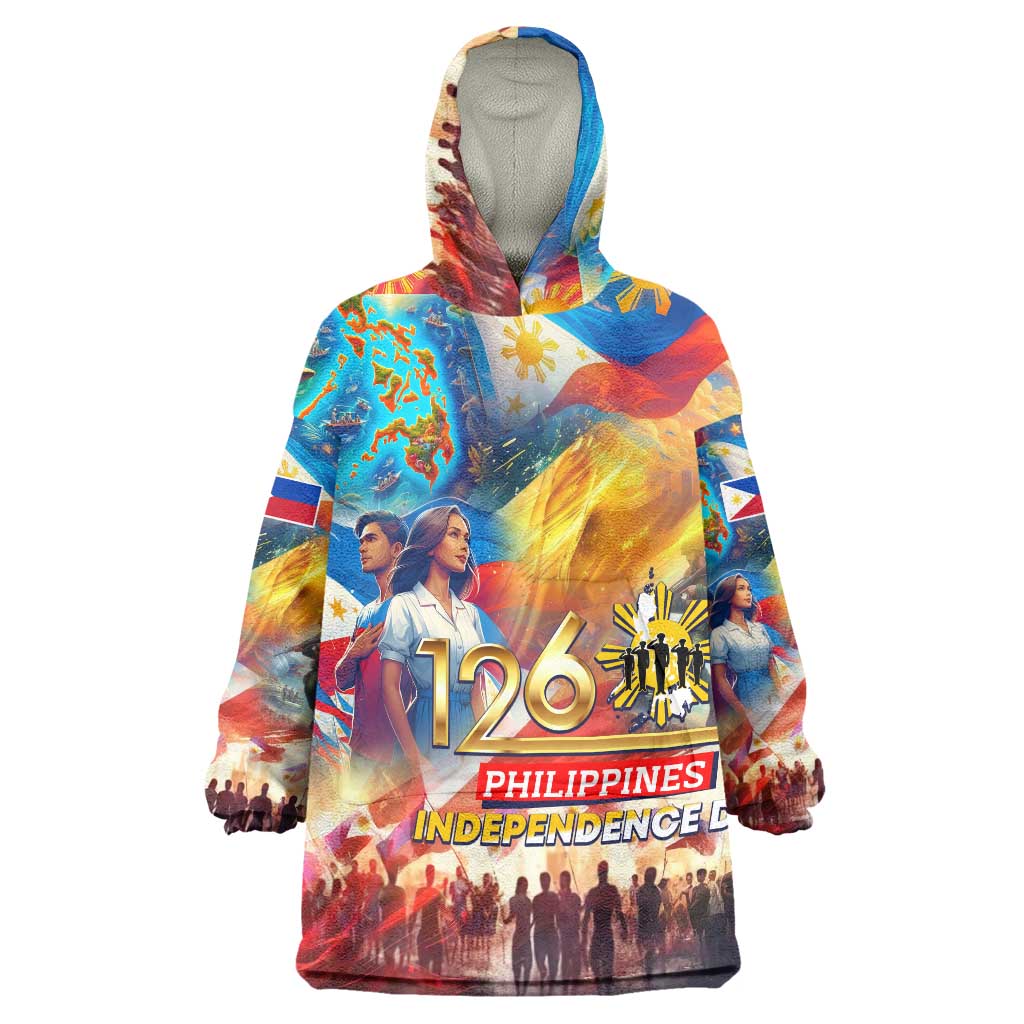 Custom The Philippines 126th Independence Anniversary Wearable Blanket Hoodie Art Style DT02 One Size Art - Polynesian Pride