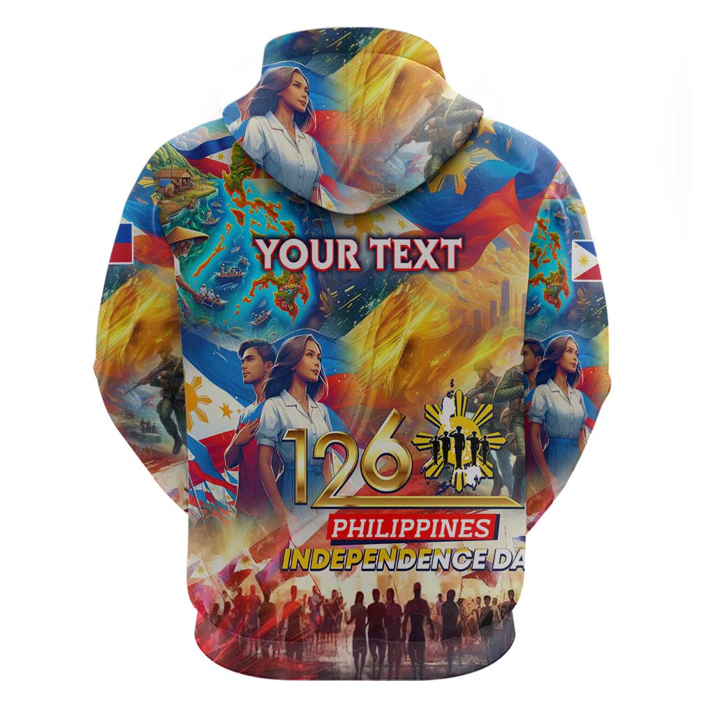 Custom The Philippines 126th Independence Anniversary Zip Hoodie Art Style - Polynesian Pride