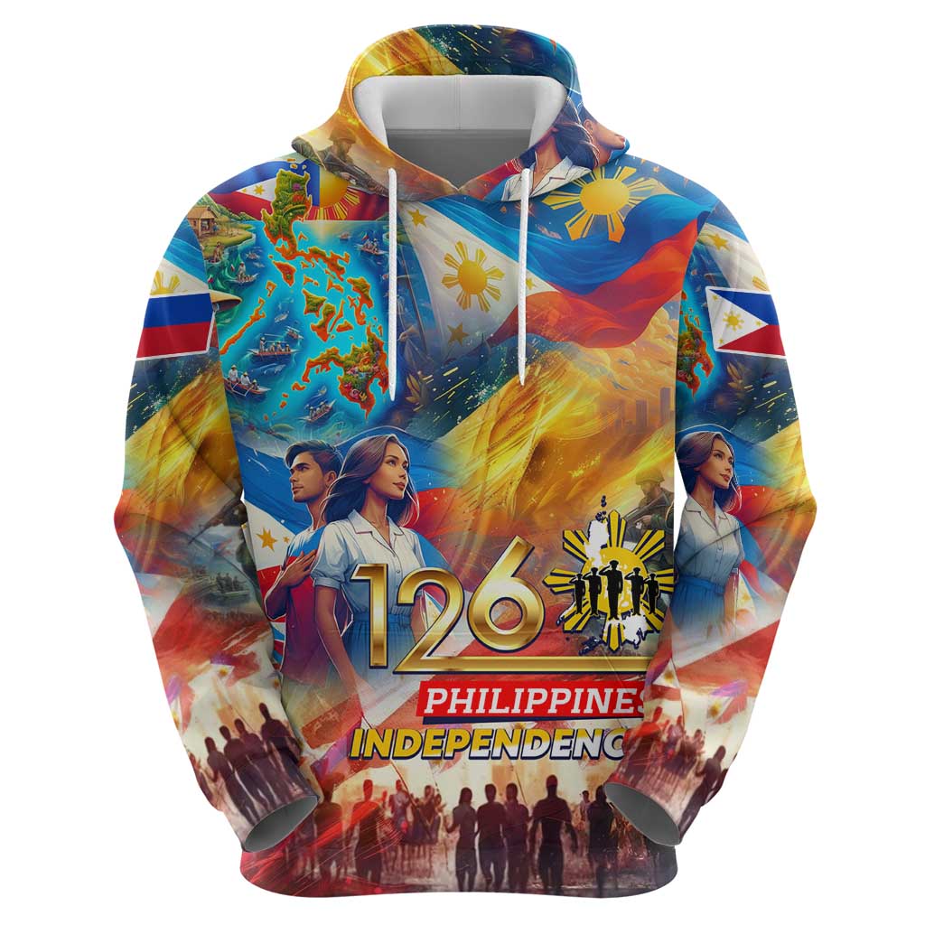 Custom The Philippines 126th Independence Anniversary Zip Hoodie Art Style - Polynesian Pride