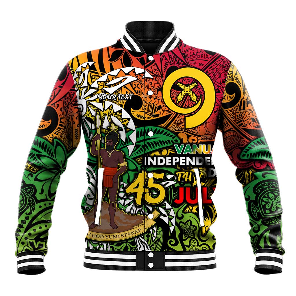 Personalized Vanuatu 45th Independence Anniversary Baseball Jacket Melanesian Pattern Reggae - Polynesian Pride