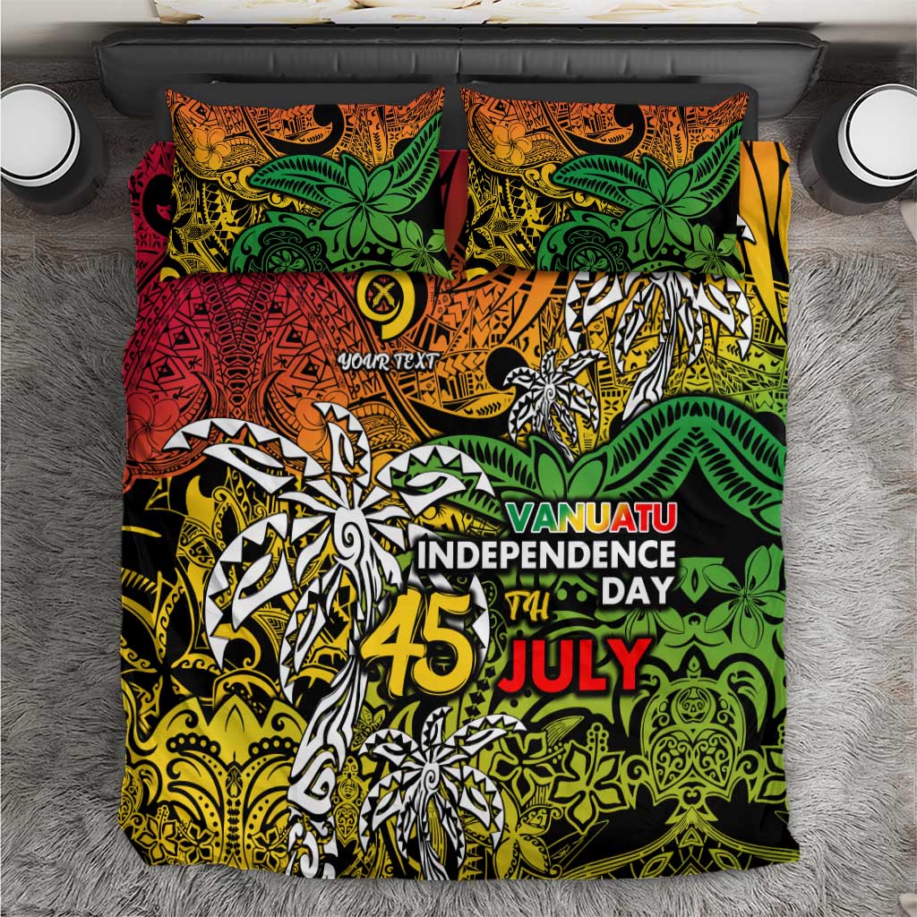 Personalized Vanuatu 45th Independence Anniversary Bedding Set Melanesian Pattern Reggae - Polynesian Pride