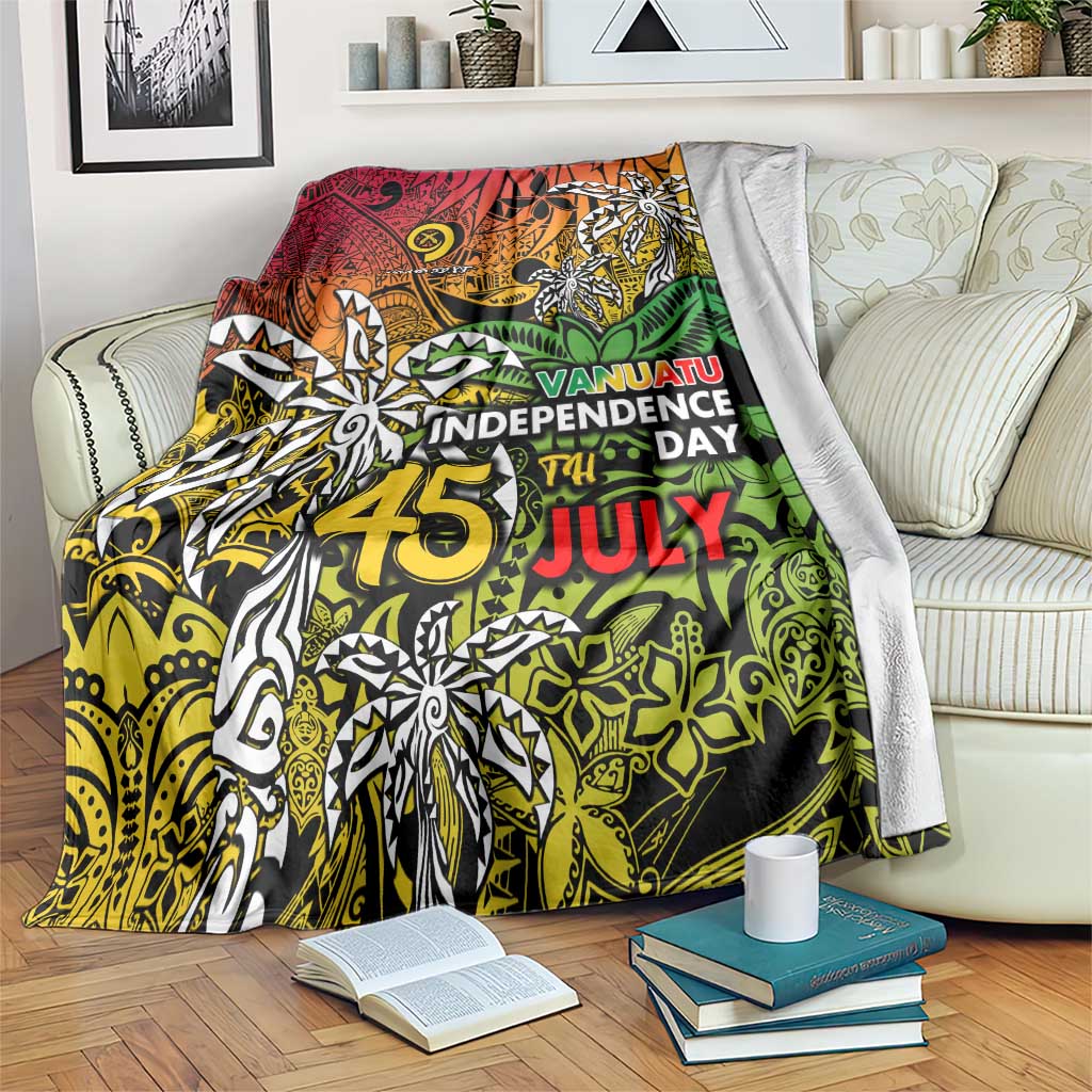 Personalized Vanuatu 45th Independence Anniversary Blanket Melanesian Pattern Reggae - Polynesian Pride