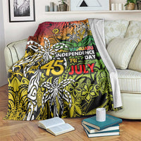 Personalized Vanuatu 45th Independence Anniversary Blanket Melanesian Pattern Reggae - Polynesian Pride