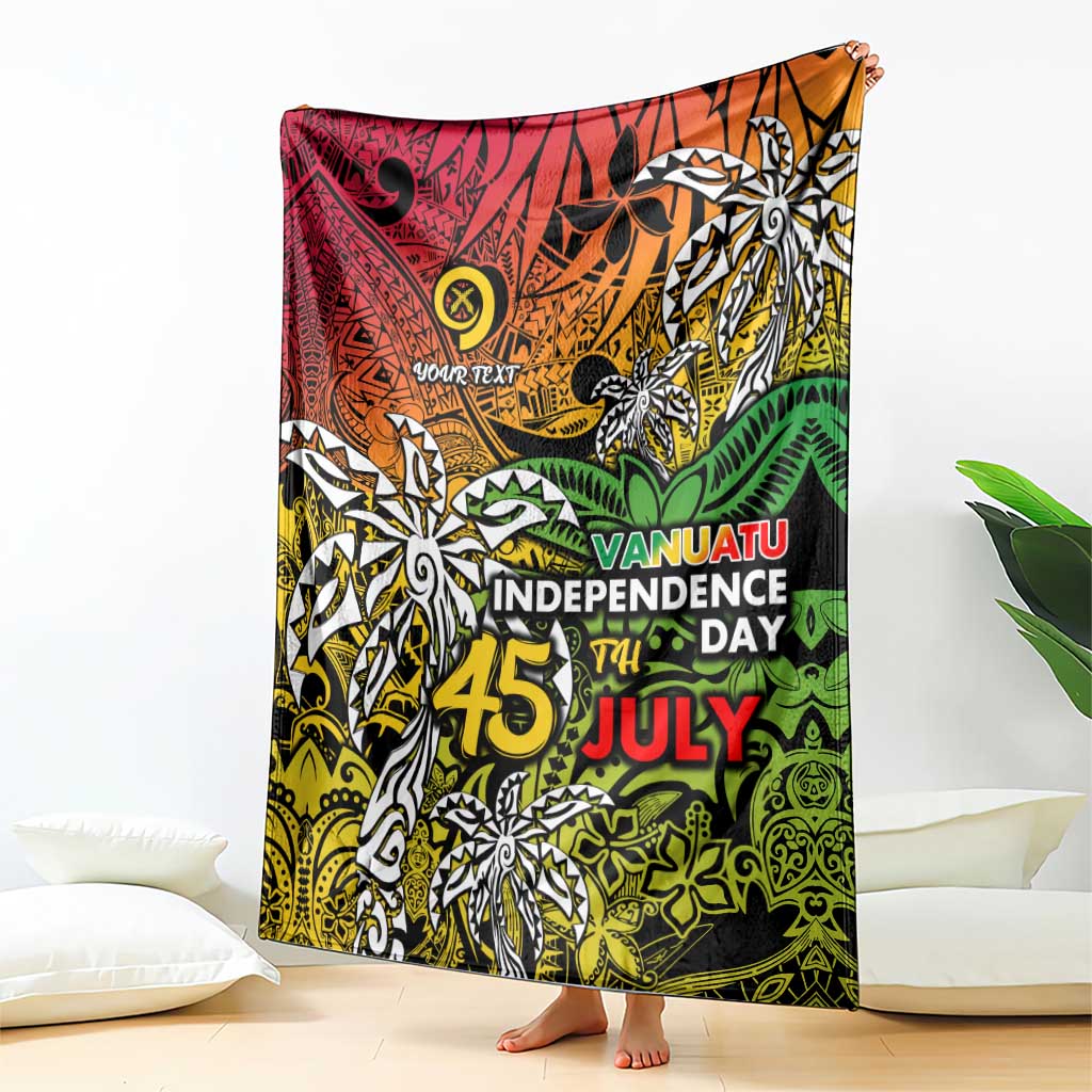 Personalized Vanuatu 45th Independence Anniversary Blanket Melanesian Pattern Reggae - Polynesian Pride
