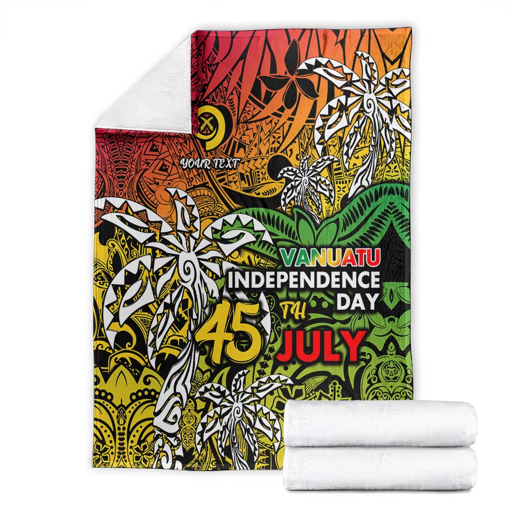 Personalized Vanuatu 45th Independence Anniversary Blanket Melanesian Pattern Reggae - Polynesian Pride