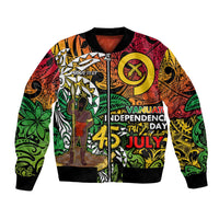 Personalized Vanuatu 45th Independence Anniversary Bomber Jacket Melanesian Pattern Reggae - Polynesian Pride