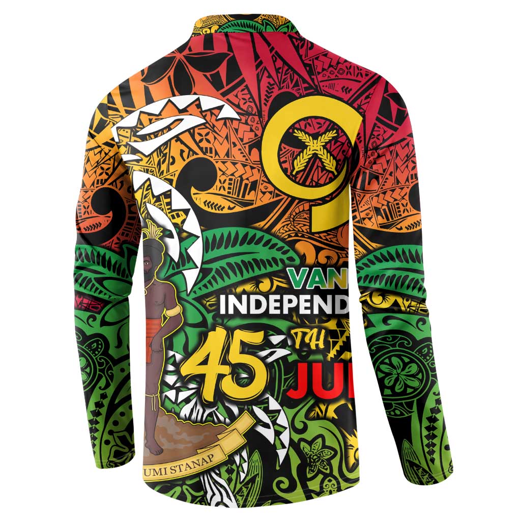 Personalized Vanuatu 45th Independence Anniversary Button Sweatshirt Melanesian Pattern Reggae - Polynesian Pride