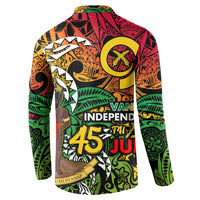 Personalized Vanuatu 45th Independence Anniversary Button Sweatshirt Melanesian Pattern Reggae - Polynesian Pride