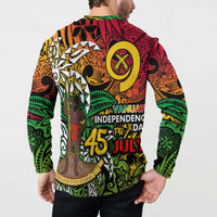 Personalized Vanuatu 45th Independence Anniversary Button Sweatshirt Melanesian Pattern Reggae - Polynesian Pride