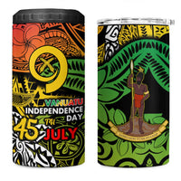 Vanuatu 45th Independence Anniversary 4 in 1 Can Cooler Tumbler Melanesian Pattern Reggae - Polynesian Pride