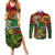 Personalized Vanuatu 45th Independence Anniversary Couples Matching Summer Maxi Dress and Long Sleeve Button Shirt Melanesian Pattern Reggae - Polynesian Pride