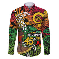 Personalized Vanuatu 45th Independence Anniversary Family Matching Puletasi and Hawaiian Shirt Melanesian Pattern Reggae - Polynesian Pride