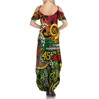 Personalized Vanuatu 45th Independence Anniversary Family Matching Summer Maxi Dress and Hawaiian Shirt Melanesian Pattern Reggae - Polynesian Pride