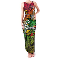 Personalized Vanuatu 45th Independence Anniversary Family Matching Tank Maxi Dress and Hawaiian Shirt Melanesian Pattern Reggae - Polynesian Pride