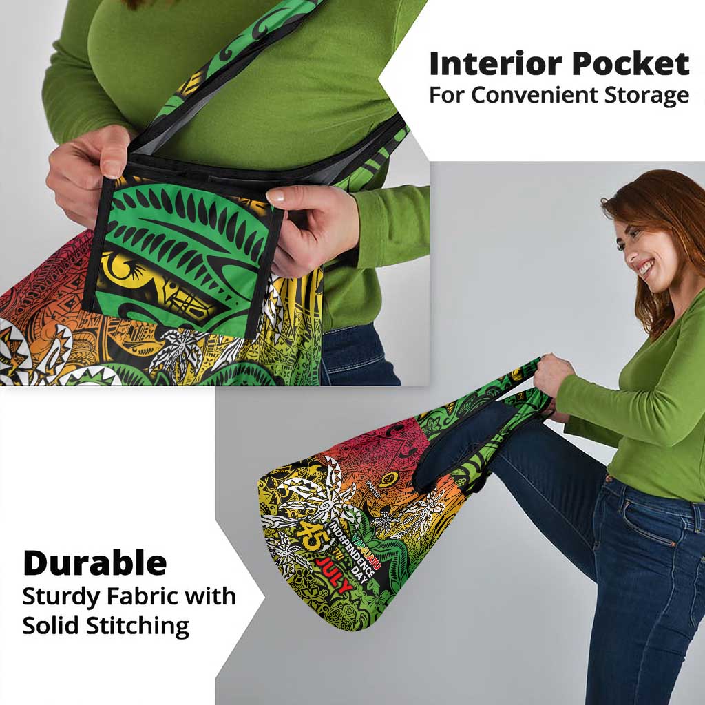 Personalized Vanuatu 45th Independence Anniversary Grocery Bag Melanesian Pattern Reggae - Polynesian Pride