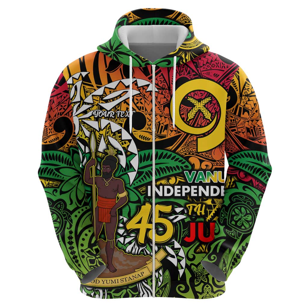 Personalized Vanuatu 45th Independence Anniversary Hoodie Melanesian Pattern Reggae - Polynesian Pride