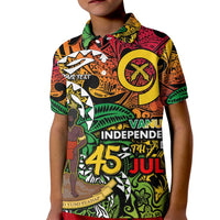 Personalized Vanuatu 45th Independence Anniversary Kid Polo Shirt Melanesian Pattern Reggae - Polynesian Pride