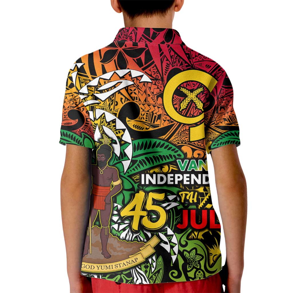 Personalized Vanuatu 45th Independence Anniversary Kid Polo Shirt Melanesian Pattern Reggae - Polynesian Pride