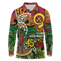 Personalized Vanuatu 45th Independence Anniversary Long Sleeve Polo Shirt Melanesian Pattern Reggae - Polynesian Pride